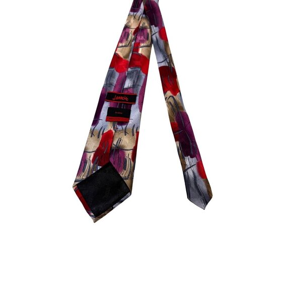 J. Garcia Tie Collection Fifty-Four Scales Abstract Red Purple‎ Gray Silk - Picture 10 of 11
